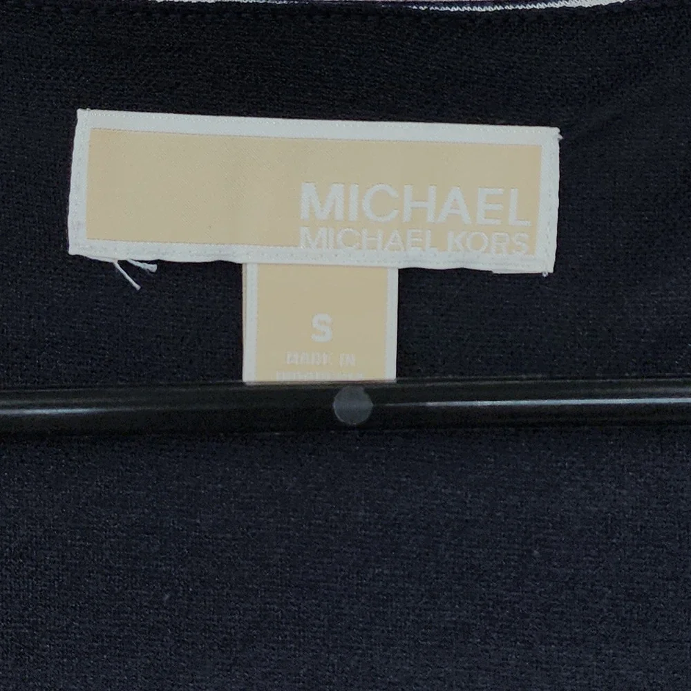 Michael Kors Striped Dress S Nautical Navy Blue White Zip Front Hamptons Preppy